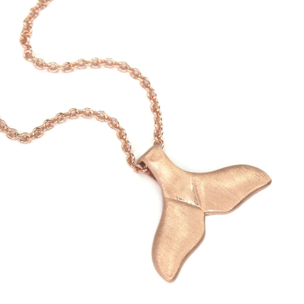 Whale Fluke Necklace in Rose Gold