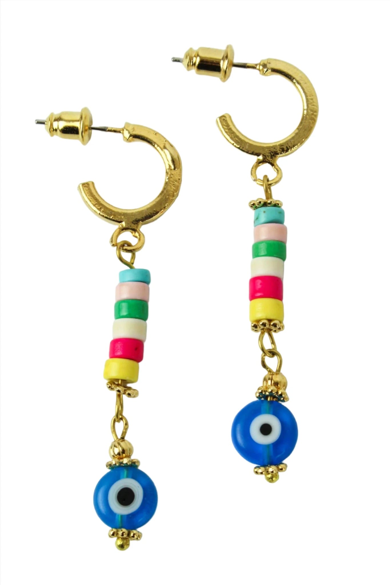 Beaded Rainbow Eye Drop Earrings