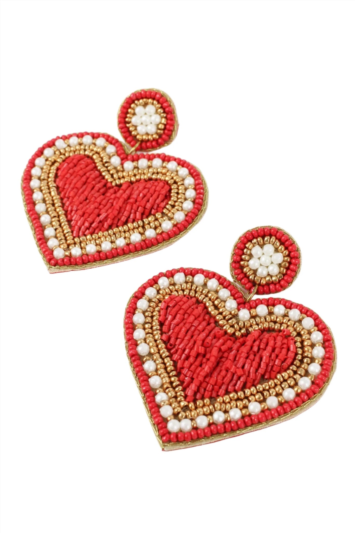 Red and Gold Heart Earrings