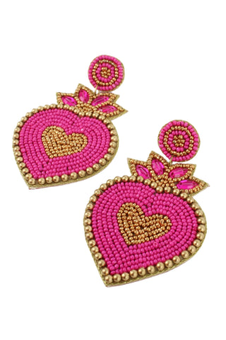 Pink Heart Statement Earrings