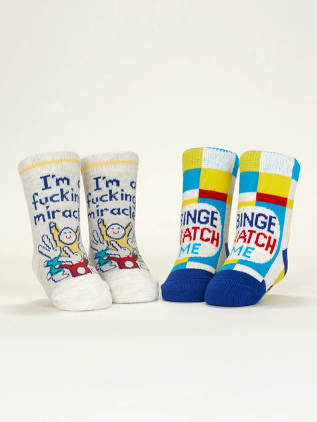 I'm A Fucking Miracle!/ Binge Watch Me Baby Socks