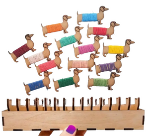 Wooden Embroidery Thread Organiser Set - Dachshund