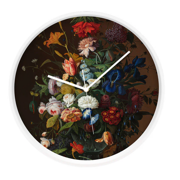 Vintage Flowers Wooden Frame Clock