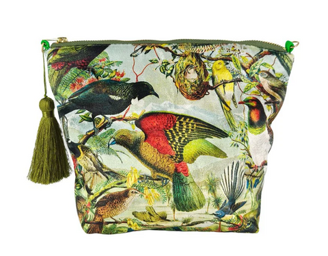 NZ Native Birds - Velvet Cosmetic Bag