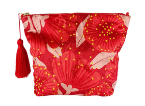 Bright Botanical Pohutukawa - Velvet Cosmetic Bag