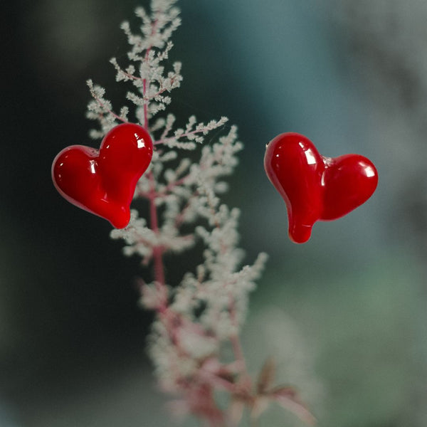 Love Heart Glass Studs