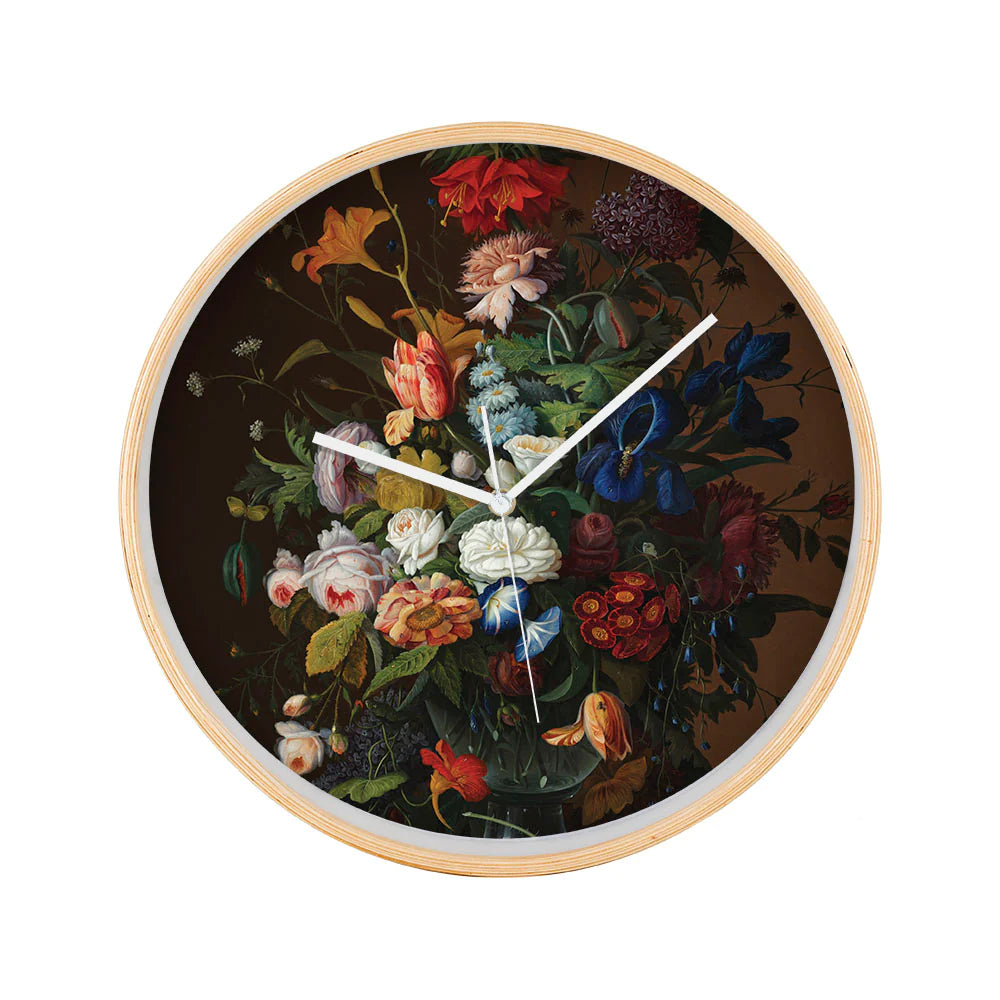 Vintage Flowers Wooden Frame Clock