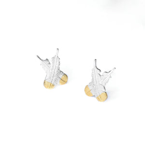 Huia Crossed Feather Earrings