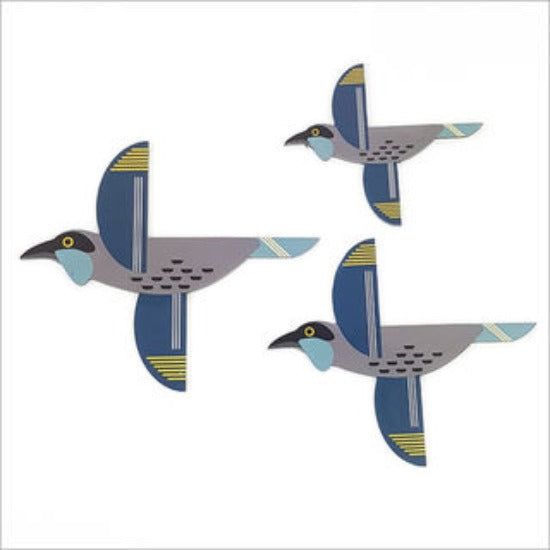 Folk Kokako Bird Wall Set