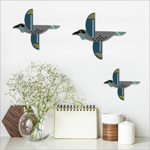 Folk Kokako Bird Wall Set