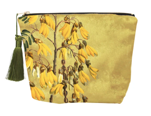 Luxurious Velvet Cosmetic Bags - Vintage Botanical Kowhai