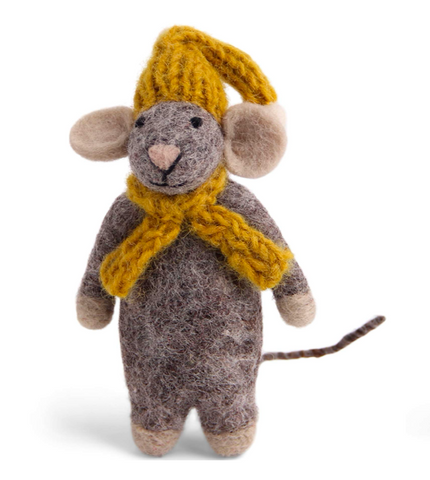 Winter Mouse - Felted Wool Hanging Decoration