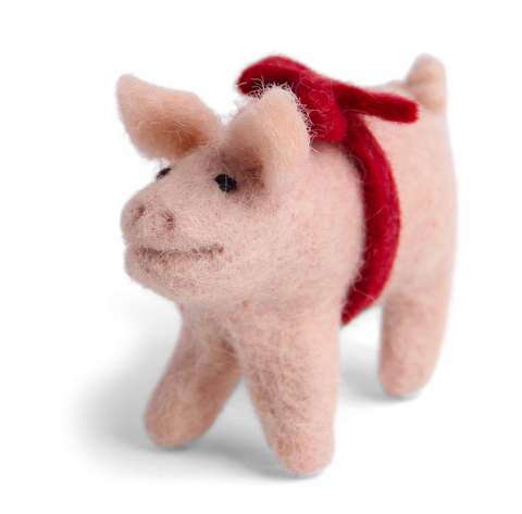 Pig - Felted Wool Hanging Decoration