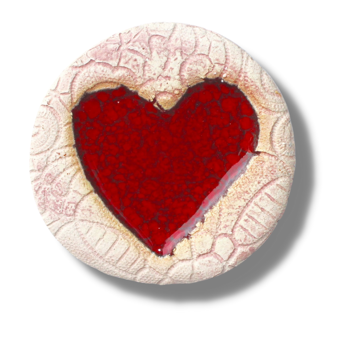 Pink Heart Ceramic Biccie