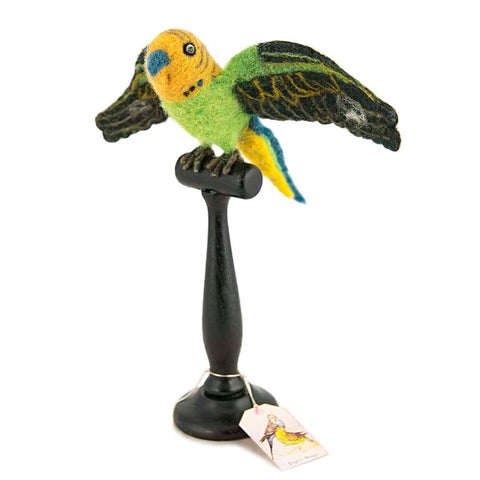 Green English Budgie Faux Taxidermy