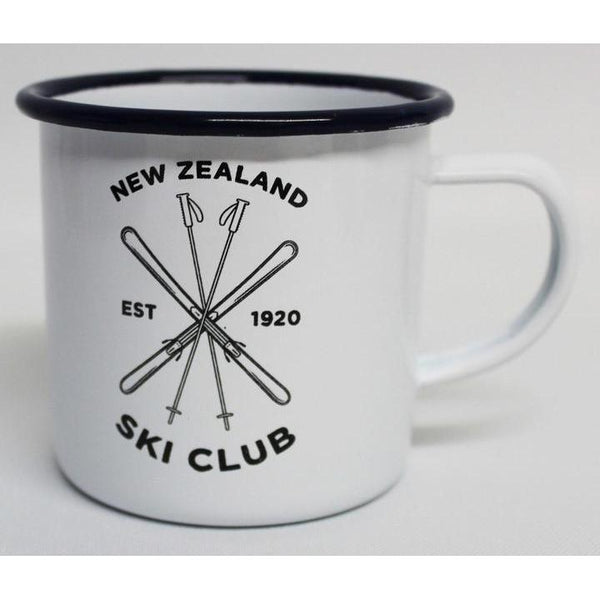 NZ Ski Club Enamel Mug - White